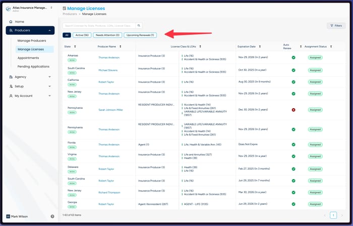 Screenshot of Insuretrek Licensing